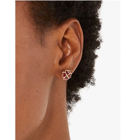 KATE SPADE • Gold Something Sparkly Ruby Red Crystal Earrings - Picture 2 of 5